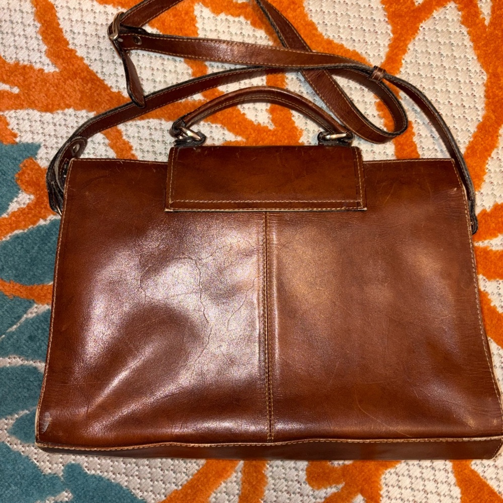 Vintage Handmade Chilean Leather Crossbody Satchel Purse Messenger Bag - Picture 4 of 11